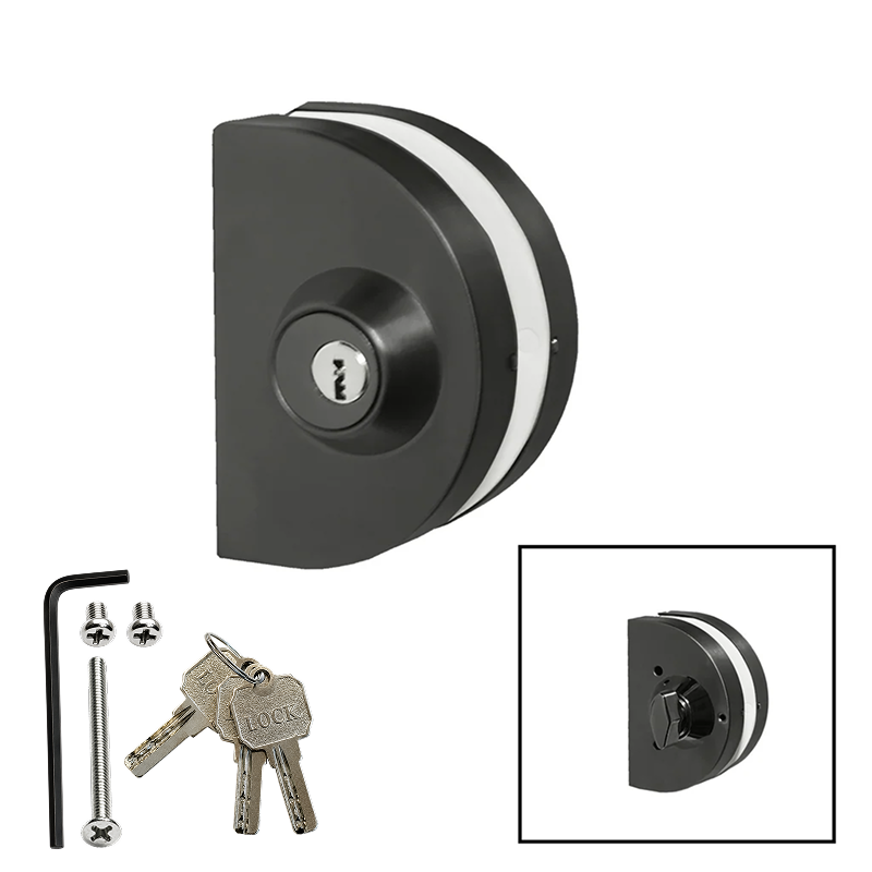 [GDLRD90D] Glass Door Lock - RD Glass to Wall - Double-Sided — GDLRD90DMBL