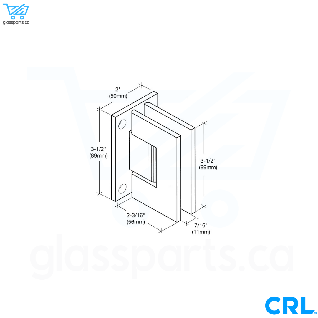 CRL Geneva 037 Series - Wall Mount Full Back Plate Standard Hinge - Polished Chrome
