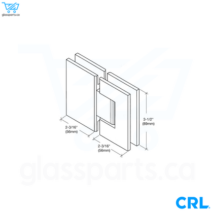 CRL Geneva, série 180, charnière standard verre à verre, 180°, chrome poli