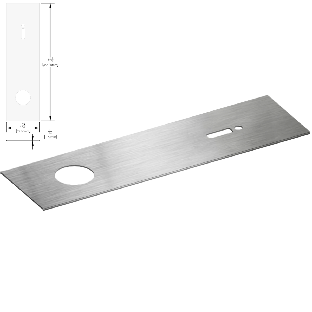 [DLUX4HCP] Header System - 1-3/4 X 4" -  Closer Cover Plate - 14" Length — DLUX4HCPBSS