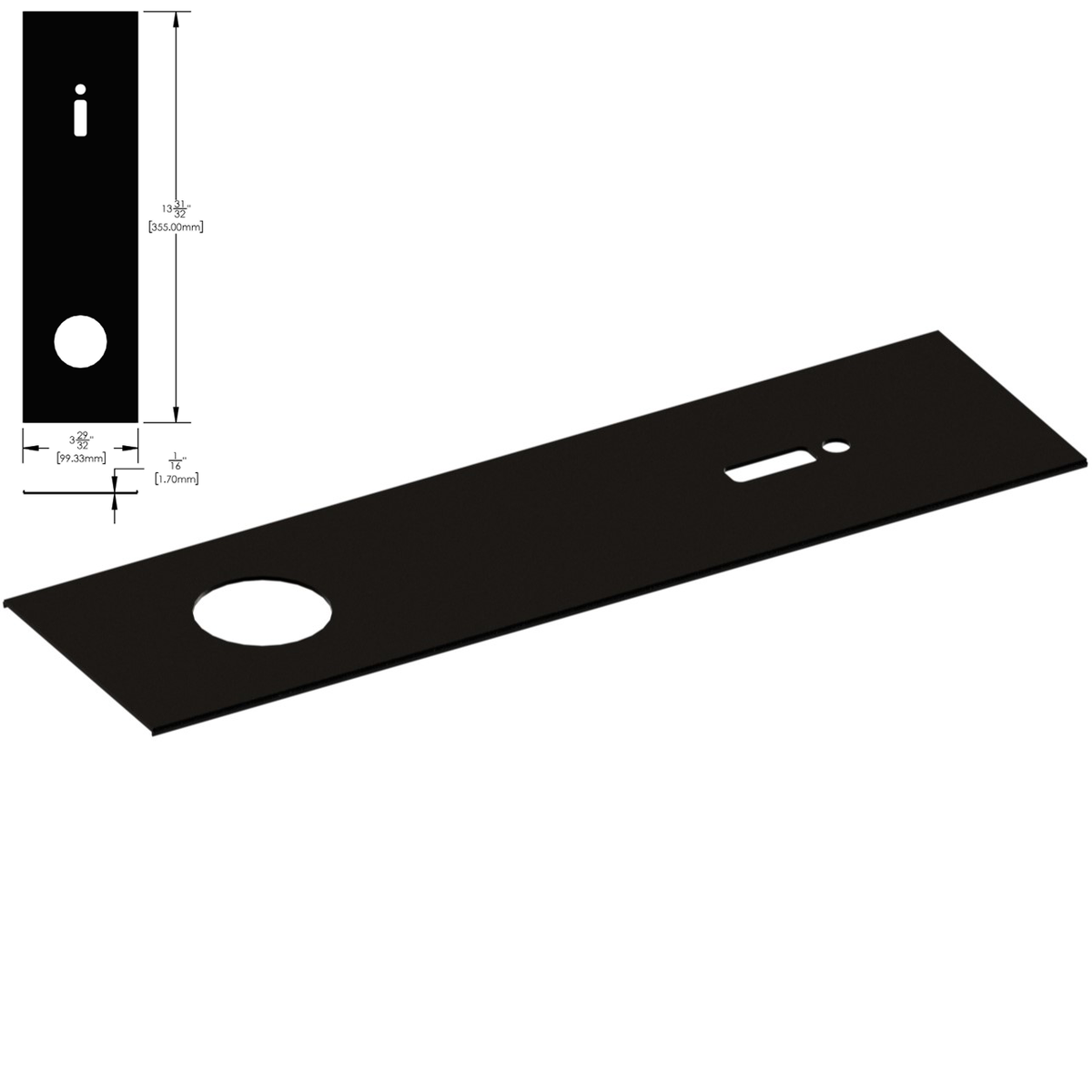 [DLUX4HCP] Header System - 1-3/4 X 4" -  Closer Cover Plate - 14" Length — DLUX4HCPMBL