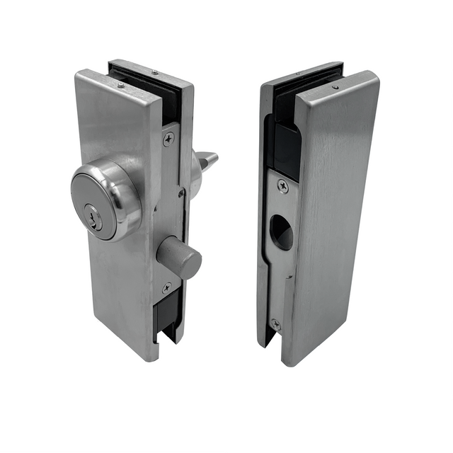 [GDLUSSET] Glass Door Lock - Patch Lock Set With American Style Cylinder — GDLUSSETBS