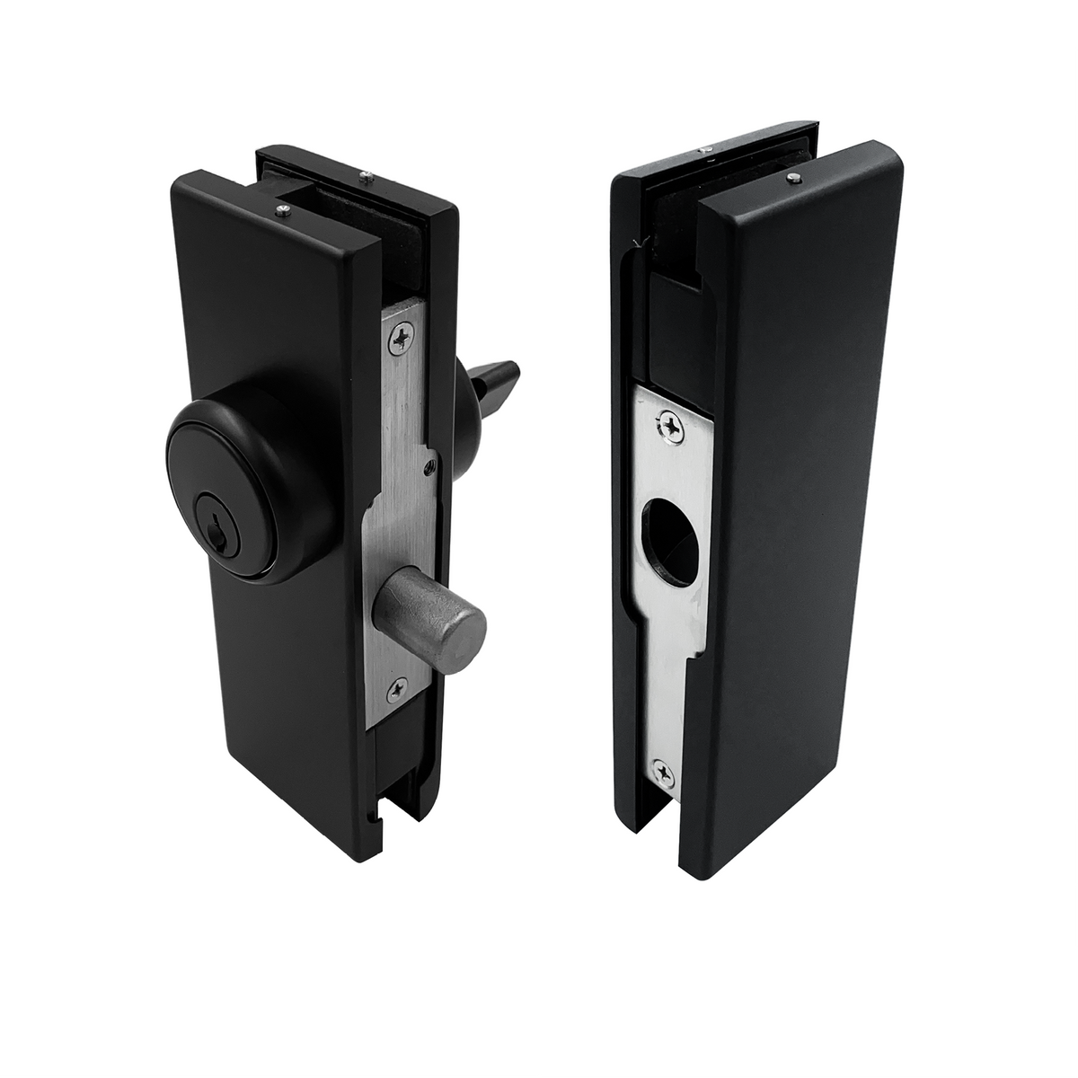 [GDLUSSET] Glass Door Lock - Patch Lock Set With American Style Cylinder — GDLUSSETMBL
