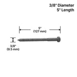 Hex Lag Bolt - 3/8" (For Posts - Wooden Installation)
