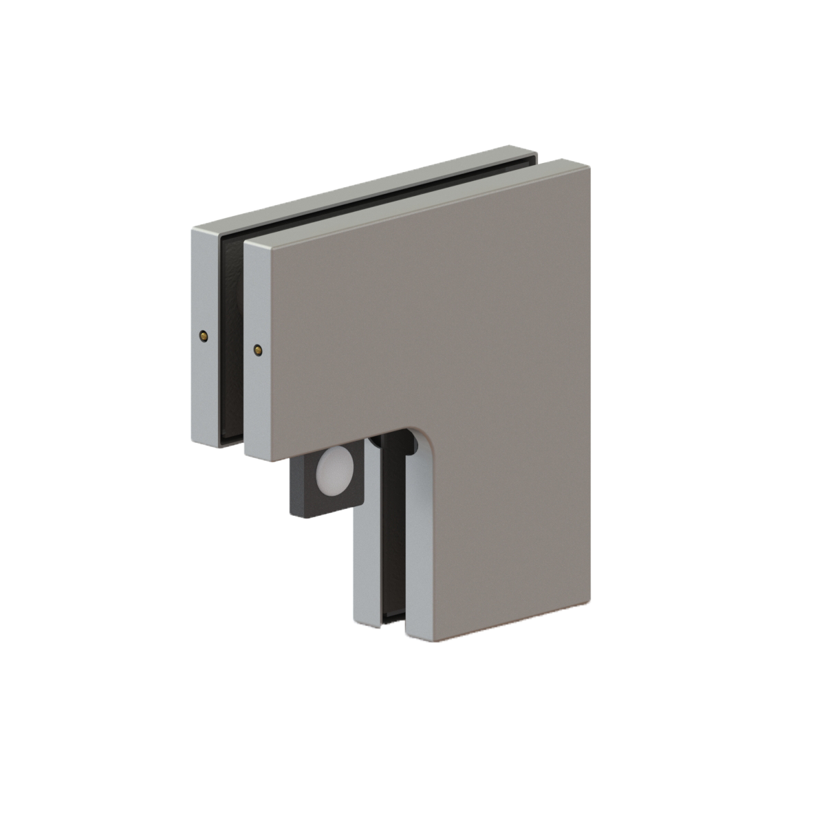 [PFIT60] Patch Fittings - Panel Glass to Glass - L-Shape Connector With Door Stopper — PFIT60BS
