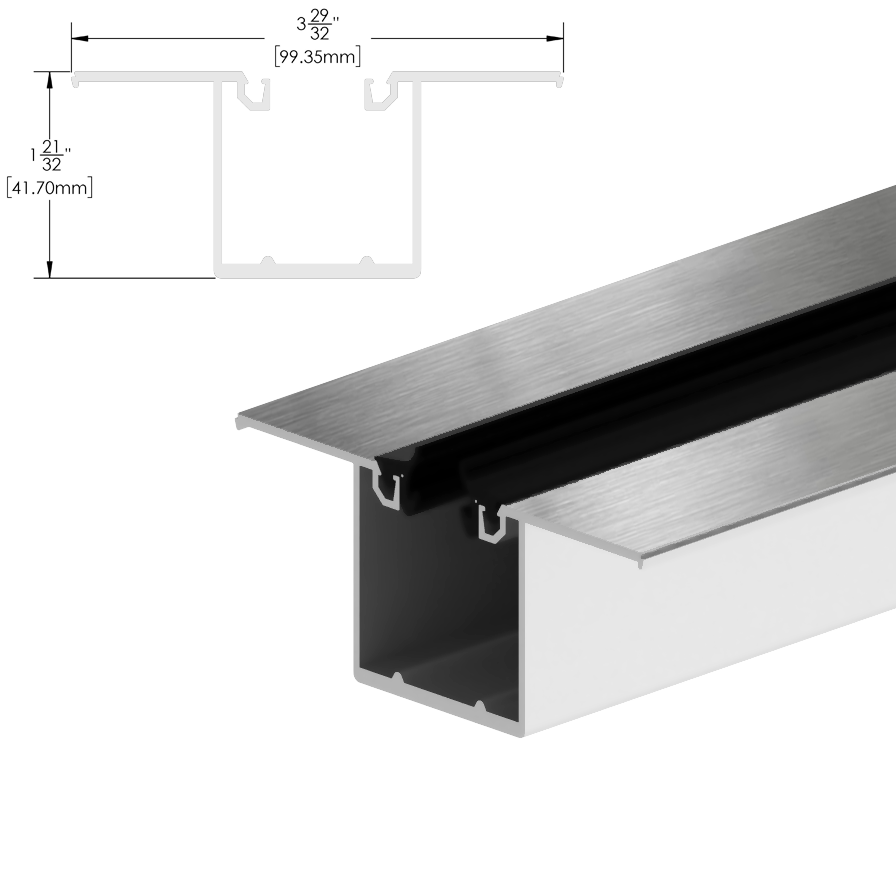 [DLUX4HPP120] Header System - 1-3/4 X 4"  - Pocket Plate - 120" Length — DLUX4HPP120BSS