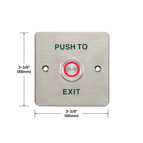 [MLPUSHBTN] Piezoelectric Exit Button with LED (Stainless Steel) 86mm X 86mm — MLPUSHBTN