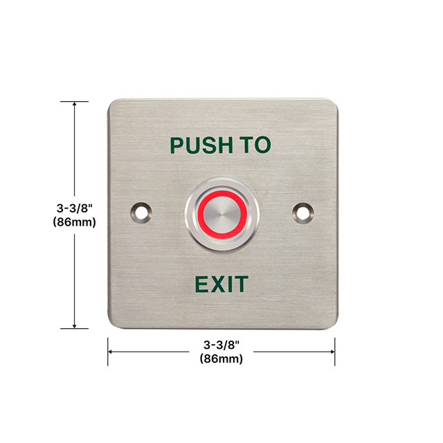 [MLPUSHBTN] Piezoelectric Exit Button with LED (Stainless Steel) 86mm X 86mm — MLPUSHBTN