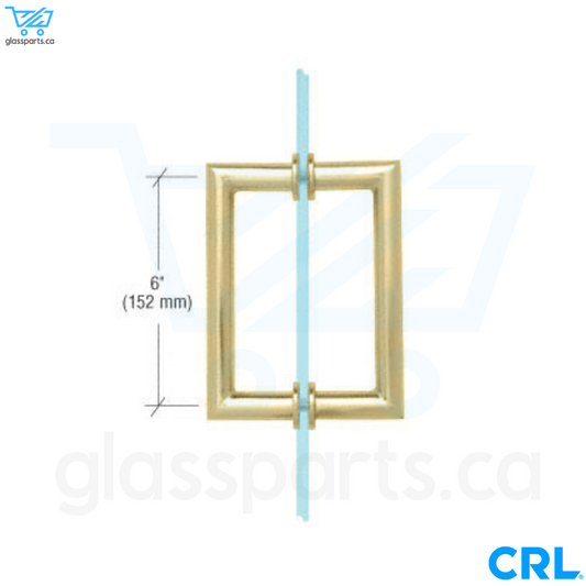 CRL Série MT - Poignée de tirage dos à dos à angle droit en tube rond - 6" x 6" - Laiton non laqué