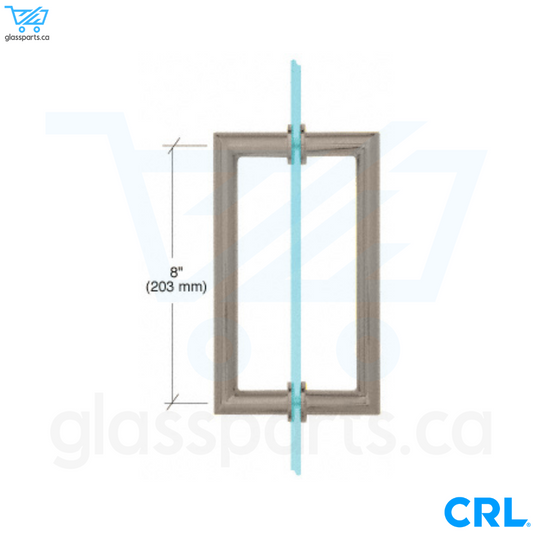 CRL Série MT - Poignée de tirage dos à dos à angle en tube rond - 8" x 8" - Nickel brossé