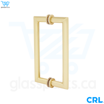 CRL MT Series - Round Tubing Mitered Corner Back-to-Back Pull Handle - 8" x 8" - Satin Brass