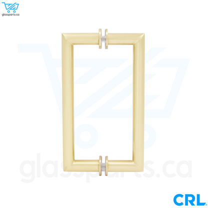 CRL MT Series - Round Tubing Mitered Corner Back-to-Back Pull Handle - 8" x 8" - Satin Brass