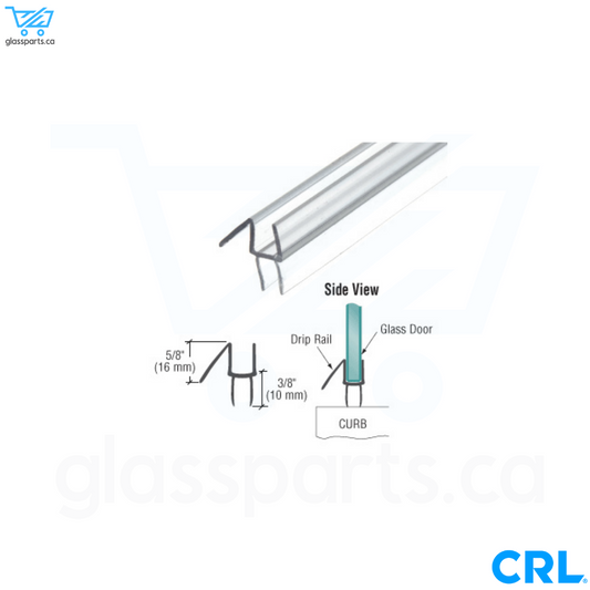 CRL Clear Co-Extruded Bottom Wipe with Drip Rail for 5/16" Glass (8mm) - 95"