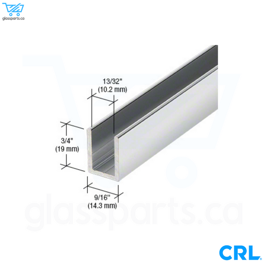 CRL 3/8" Fixed Panel Shower Deep U-Channel - Brite Anodized - 95"