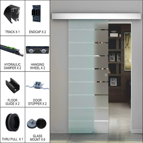 [SOFTGM] Commercial Sliding Door Kit - Soft-Closing Glass Mount — SOFTGMMBL