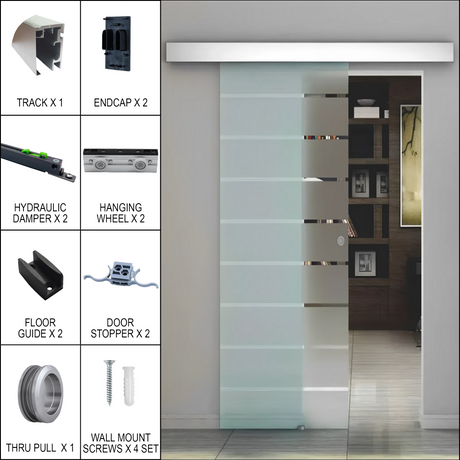 [SOFTWM] Commercial Sliding Door Kit - Soft-Closing Wall & Ceiling Mount — SOFTWMBN