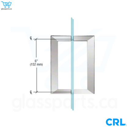 CRL, série SQ, poignée à tirer carrée dos à dos, 6" x 6", chrome poli