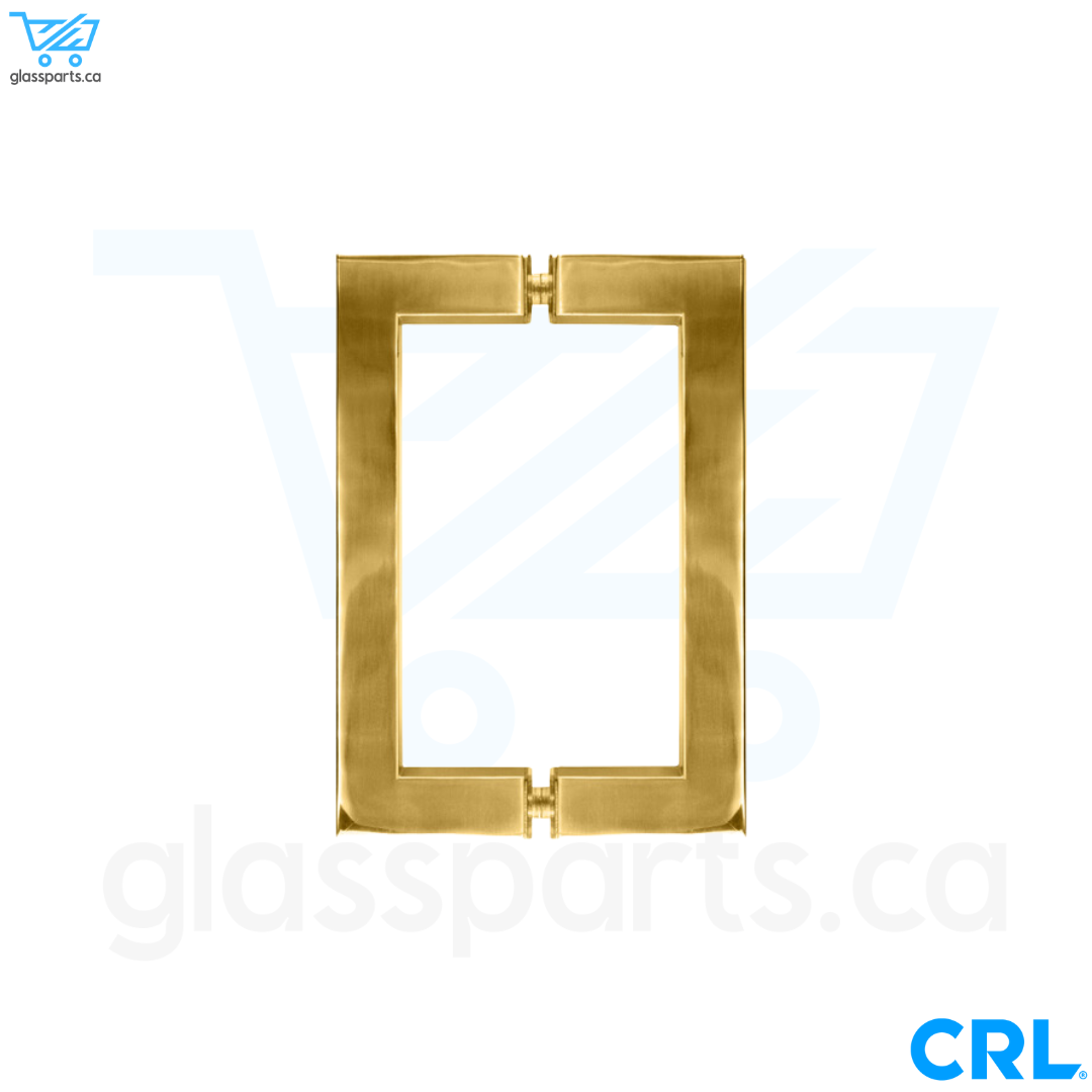 CRL SQ Series - Back-To-Back Square Pull Handle - 6" x 6" - Unlacquered Brass