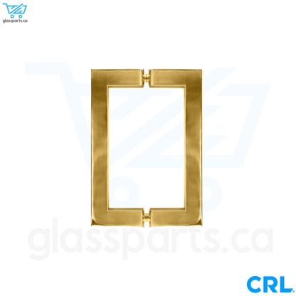 CRL SQ Series - Back-To-Back Square Pull Handle - 6" x 6" - Unlacquered Brass