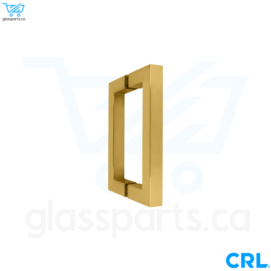 CRL SQ Series - Back-To-Back Square Pull Handle - 6" x 6" - Unlacquered Brass