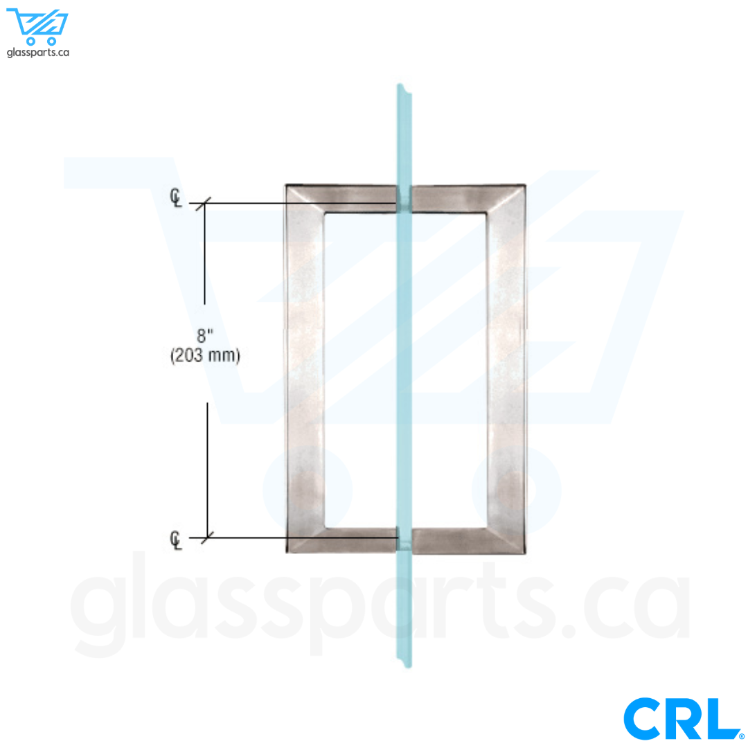 CRL SQ Series - Back-To-Back Square Pull Handle - 8" x 8" - Brushed Nickel