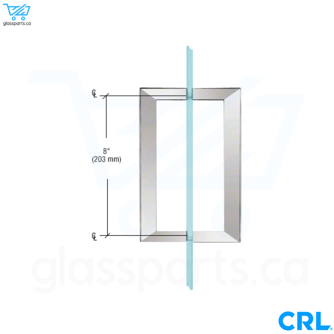 CRL SQ Series - Back-To-Back Square Pull Handle - 8" x 8" - Polished Chrome