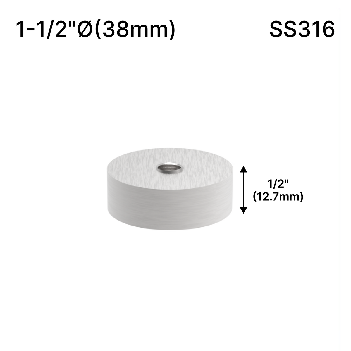 Solid Round Standoff Bases — SS316 — SSOB1.5X0.5BS