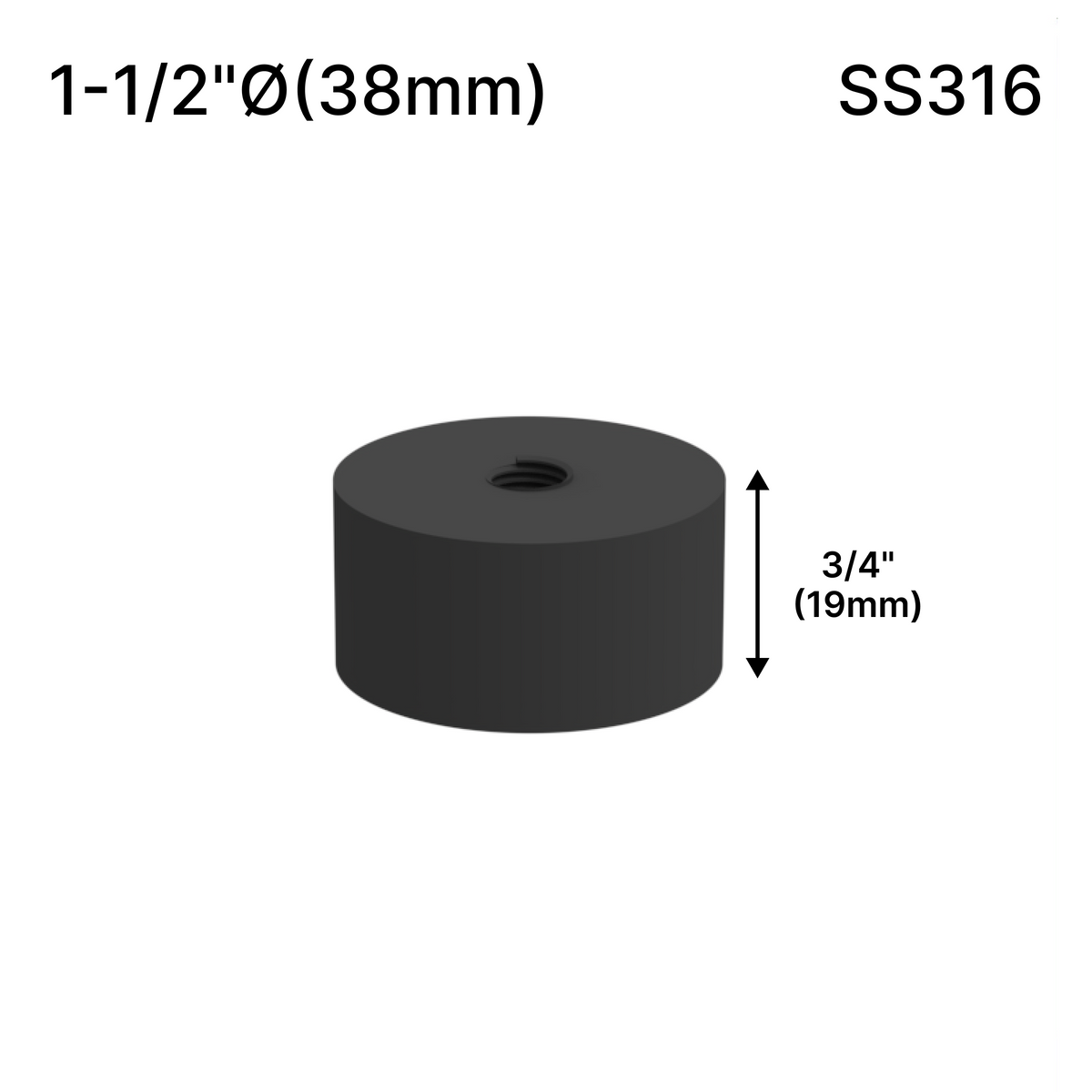 Solid Round Standoff Bases — SS316 — SSOB1.5X0.75MBL