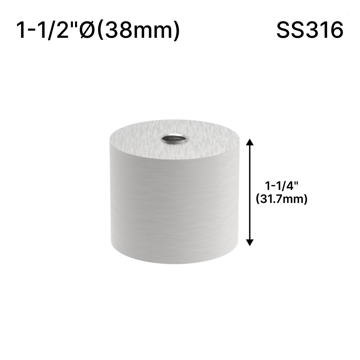 Solid Round Standoff Bases — SS316 — SSOB1.5X1.25BS