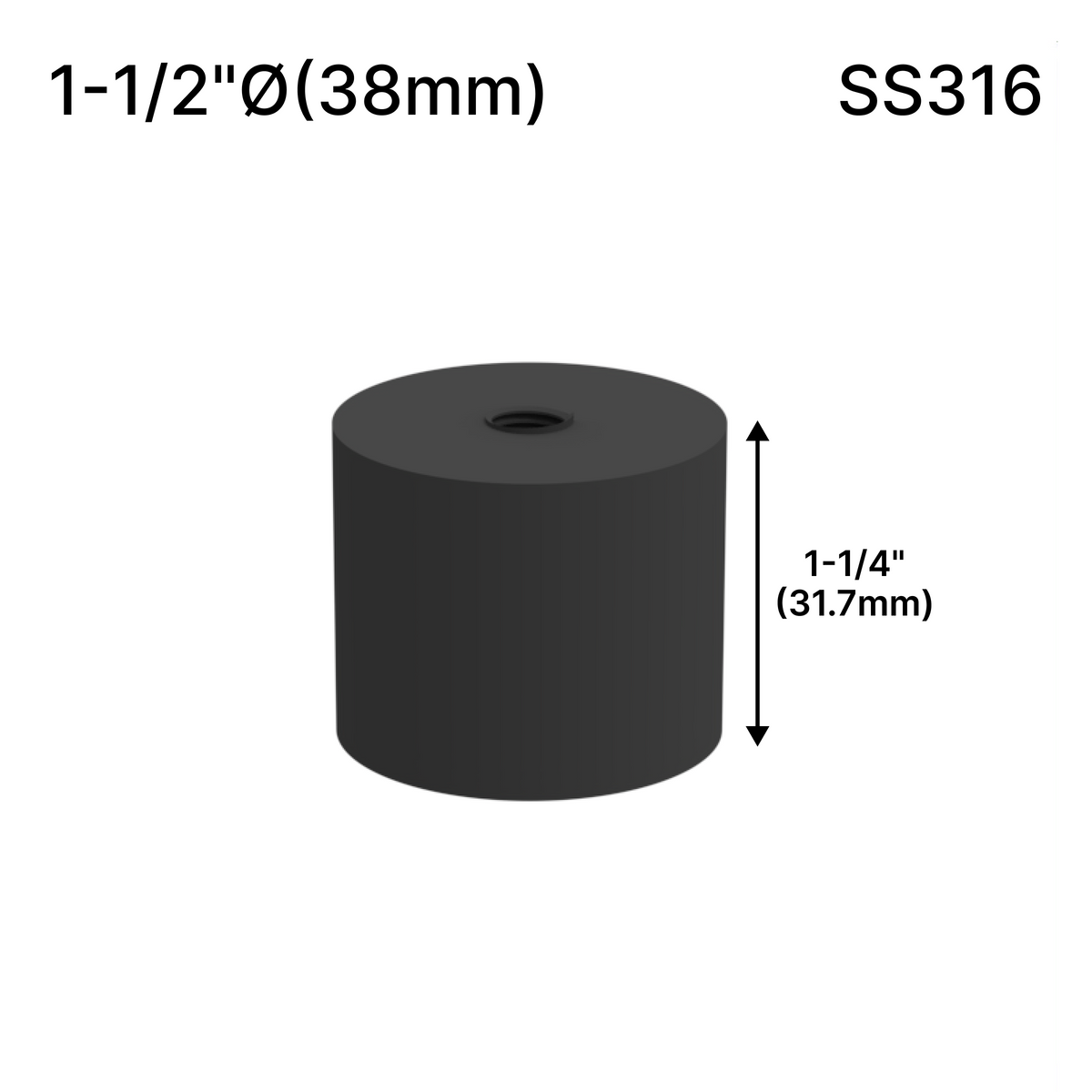 Solid Round Standoff Bases — SS316 — SSOB1.5X1.25MBL