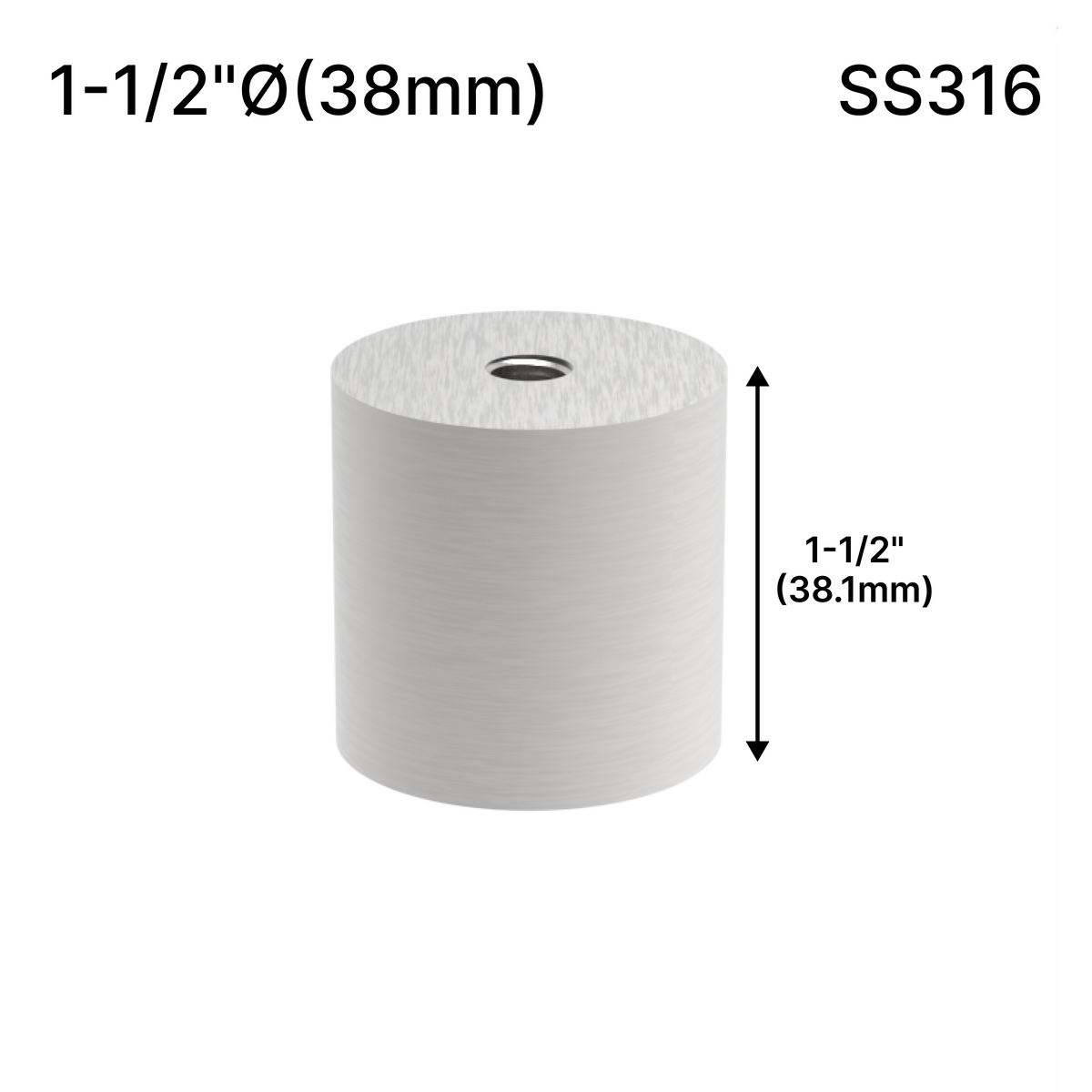 Solid Round Standoff Bases — SS316 — SSOB1.5X1.5BS