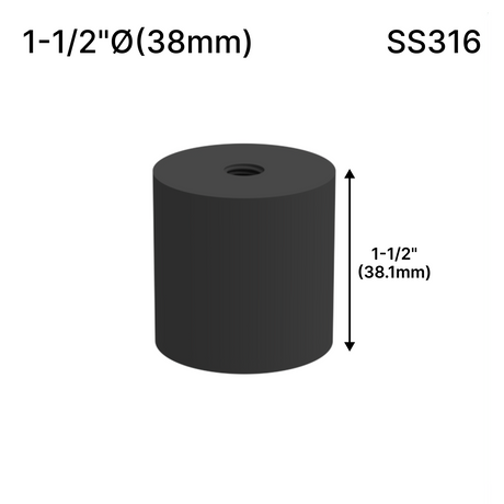 Solid Round Standoff Bases — SS316 — SSOB1.5X1.5MBL