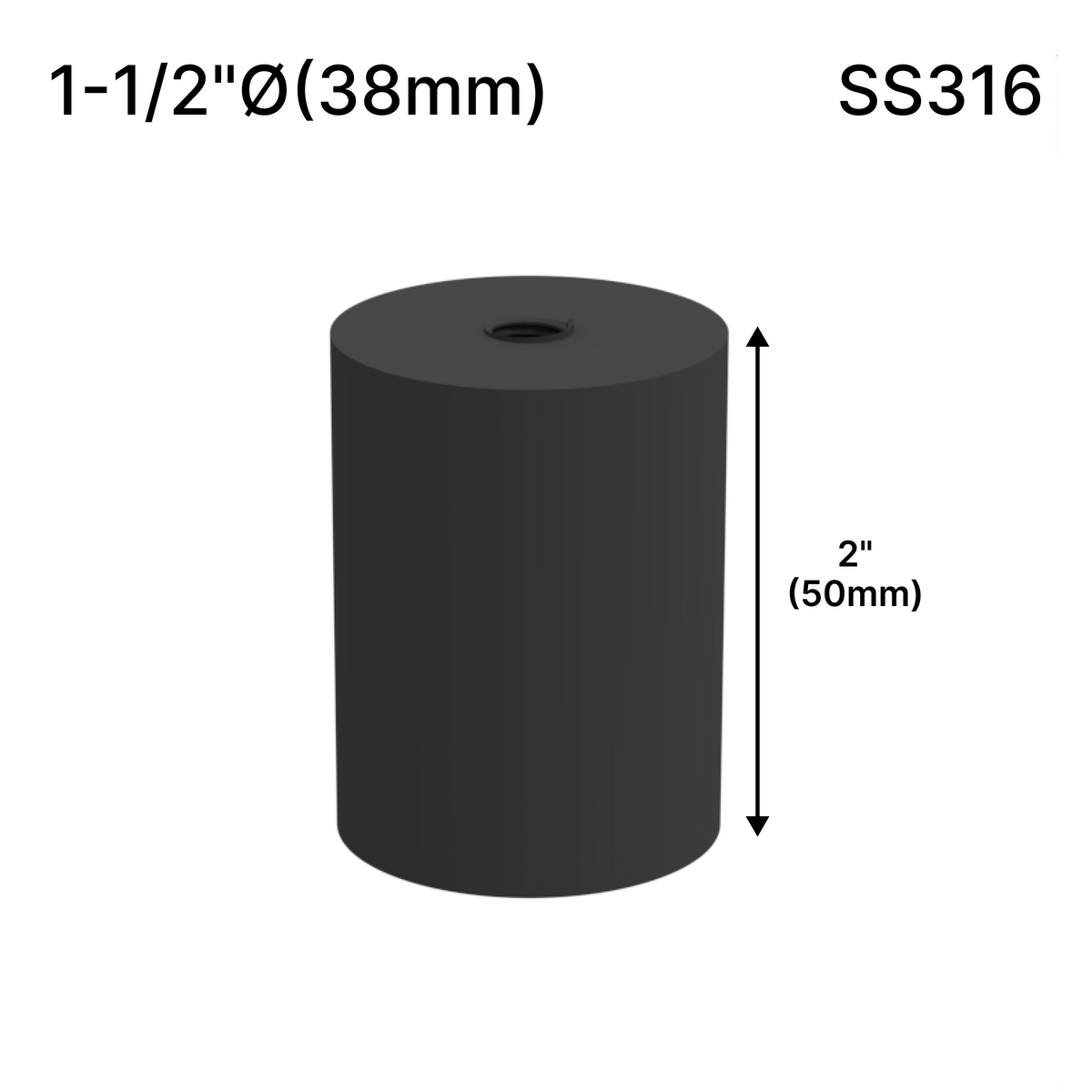 [SSOB1.5X2] Standoff - -1/2" Ø X 2" Base Height - Round - SS316 — SSOB1.5X2MBL