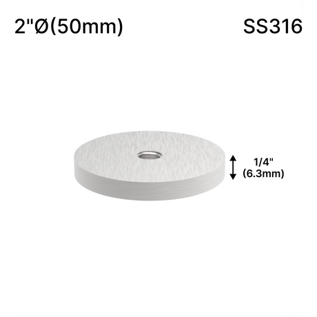 Solid Round Standoff Bases — SS316 — SSOB2X0.25BS