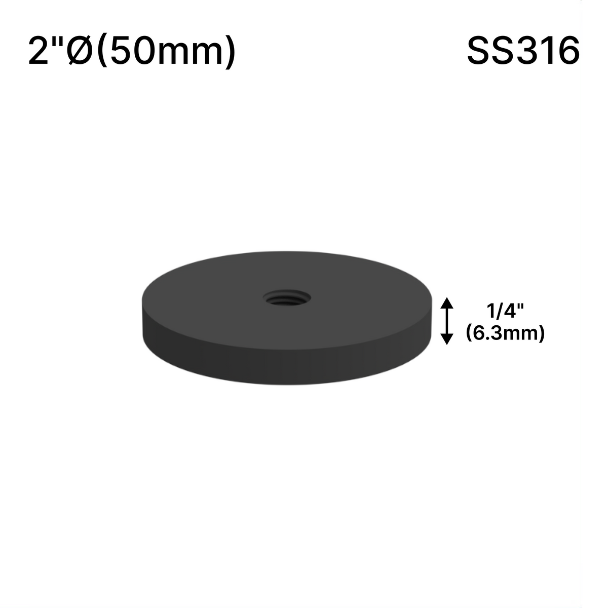 Solid Round Standoff Bases — SS316 — SSOB2X0.25MBL