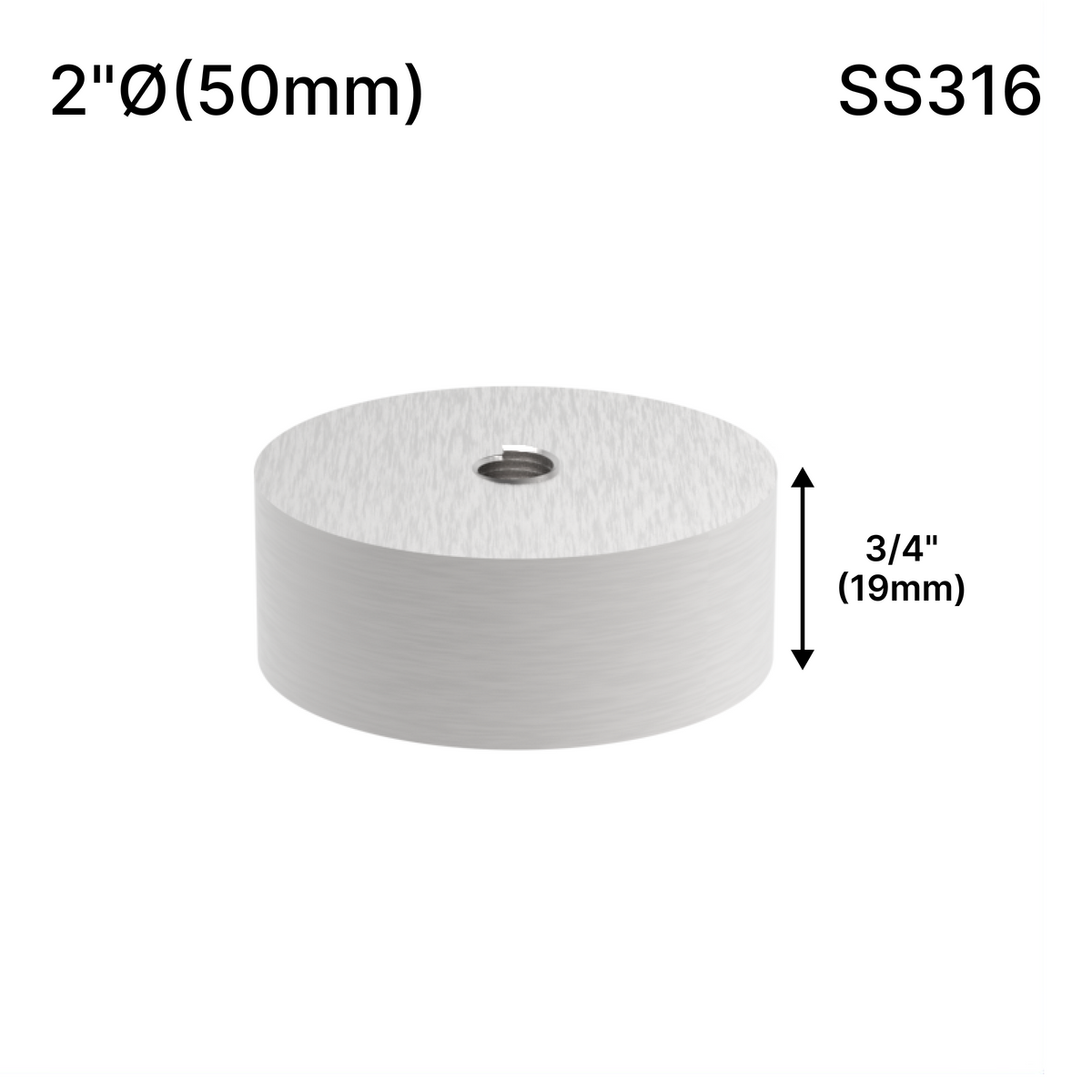 Solid Round Standoff Bases — SS316 — SSOB2X0.75BS