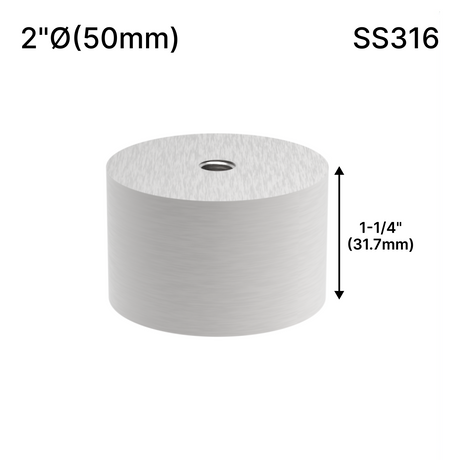 Solid Round Standoff Bases — SS316 — SSOB2X1.25BS