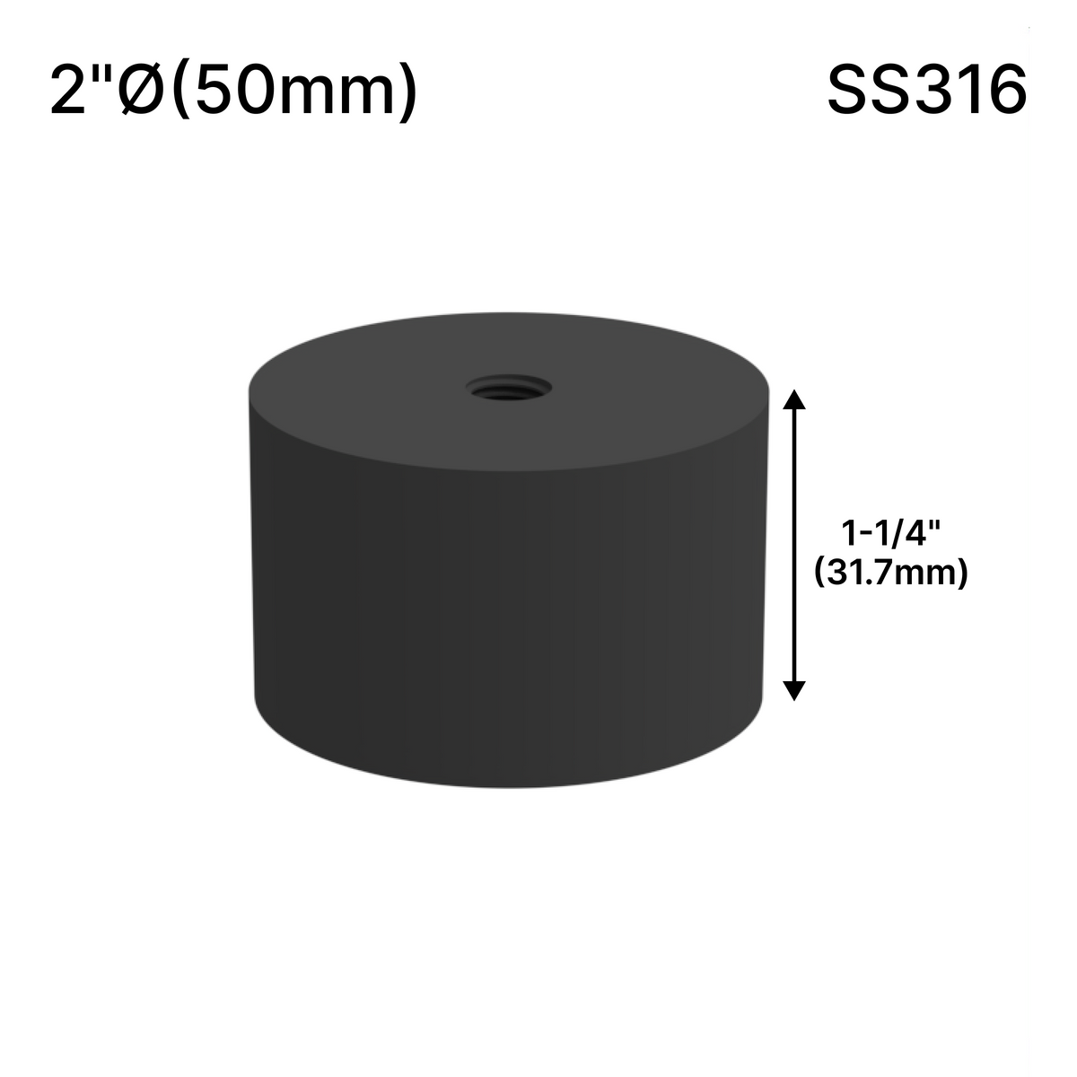 Solid Round Standoff Bases — SS316 — SSOB2X1.25MBL