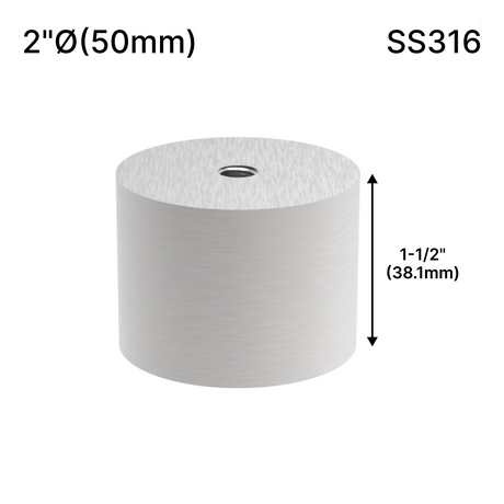 Solid Round Standoff Bases — SS316 — SSOB2X1.5BS