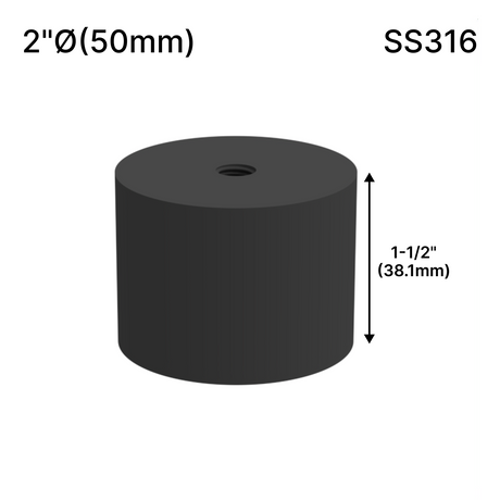 Solid Round Standoff Bases — SS316 — SSOB2X1.5MBL