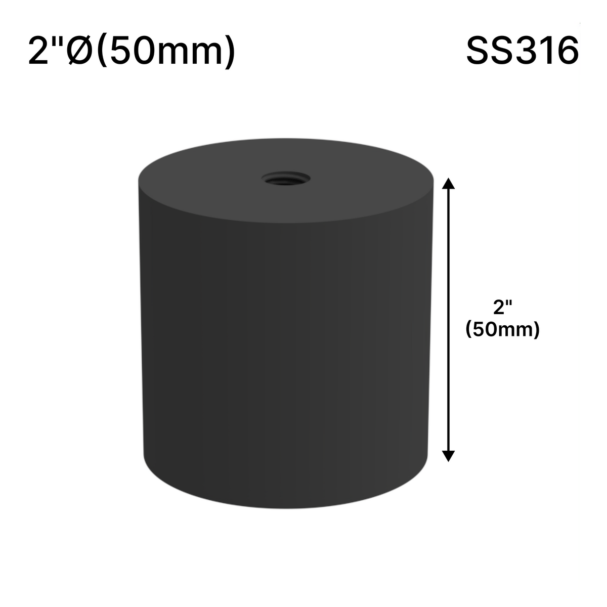 Solid Round Standoff Bases — SS316 — SSOB2X2MBL