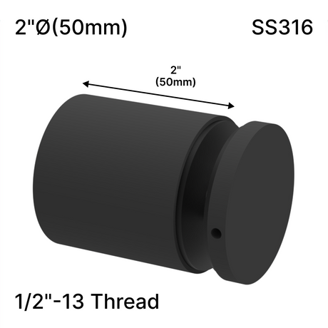 [SSOH2X2] Standoff - 2" Ø˜ X 2" Base Height w/ 1/2 Threading - Round - SS316 — SSOH2X2MBL