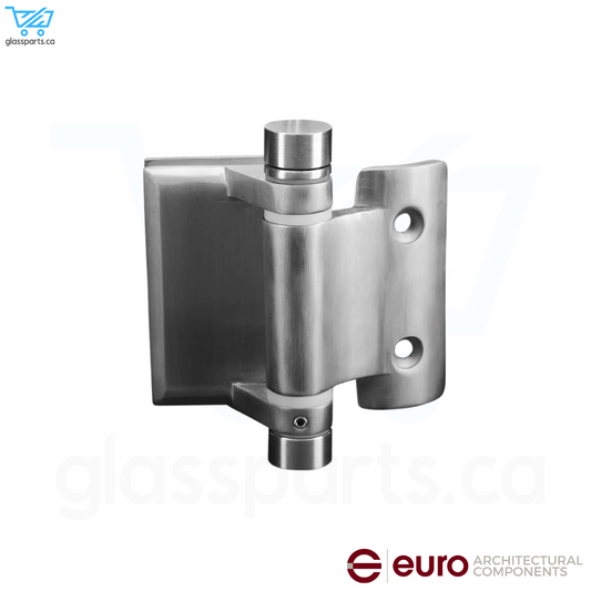 EURO Spring Loaded Hinge Glass To 42.4mm Round Post - Satin