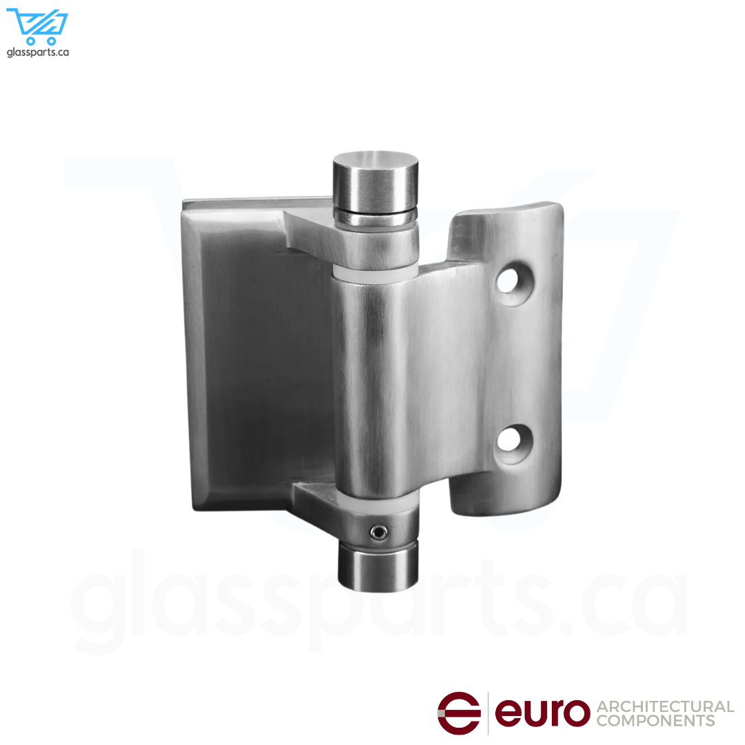 Charnière à ressort EURO pour verre sur poteau rond de 42,4 mm - Satin 