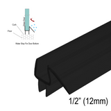 [SWPBWDR12] Shower Sweep - Bottom Wipe w/ Drip Rail for 1/2" Glass (95") — SWPBWDR12-BLK