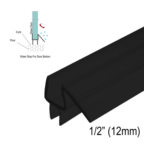 [SWPBWDR12] Shower Sweep - Bottom Wipe w/ Drip Rail for 1/2" Glass (95") — SWPBWDR12-BLK