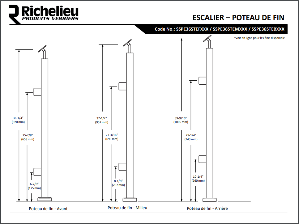 Poteaux d'extrémité d'escalier -H1