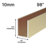 Profil en U pour Douche - Verre 10mm (249 cm)