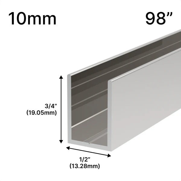 Profil en U pour Douche - Verre 10mm (249 cm)