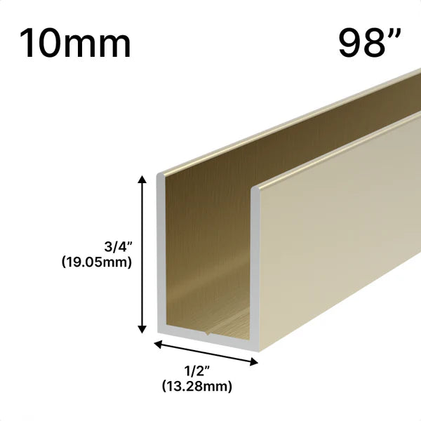 Profil en U pour Douche - Verre 10mm (249 cm)